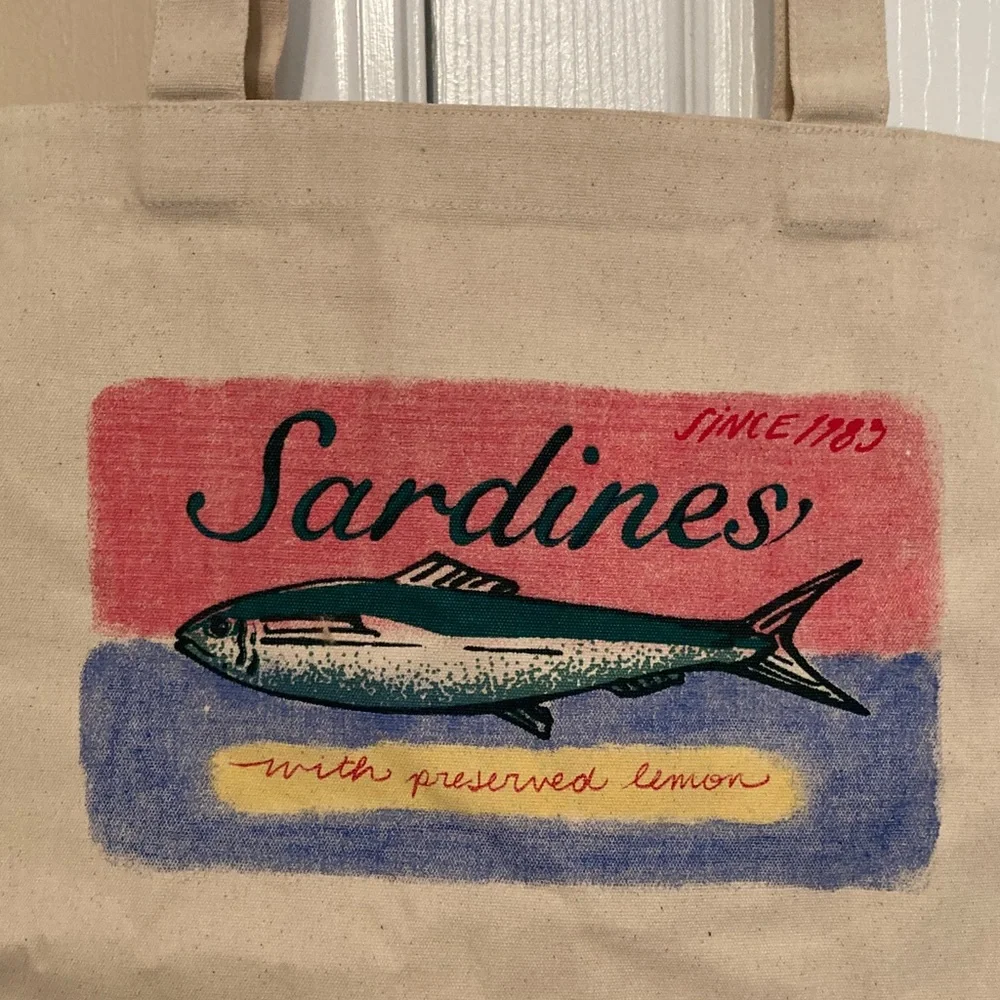 JCrew “Sardines” graphic print reusable everyday tote - Picture 3 of 4